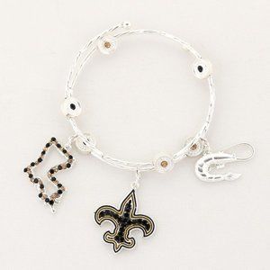 New Orleans Louisiana Fleur De Lis Black & Gold Wrapped Bracelet Fleur De Lis